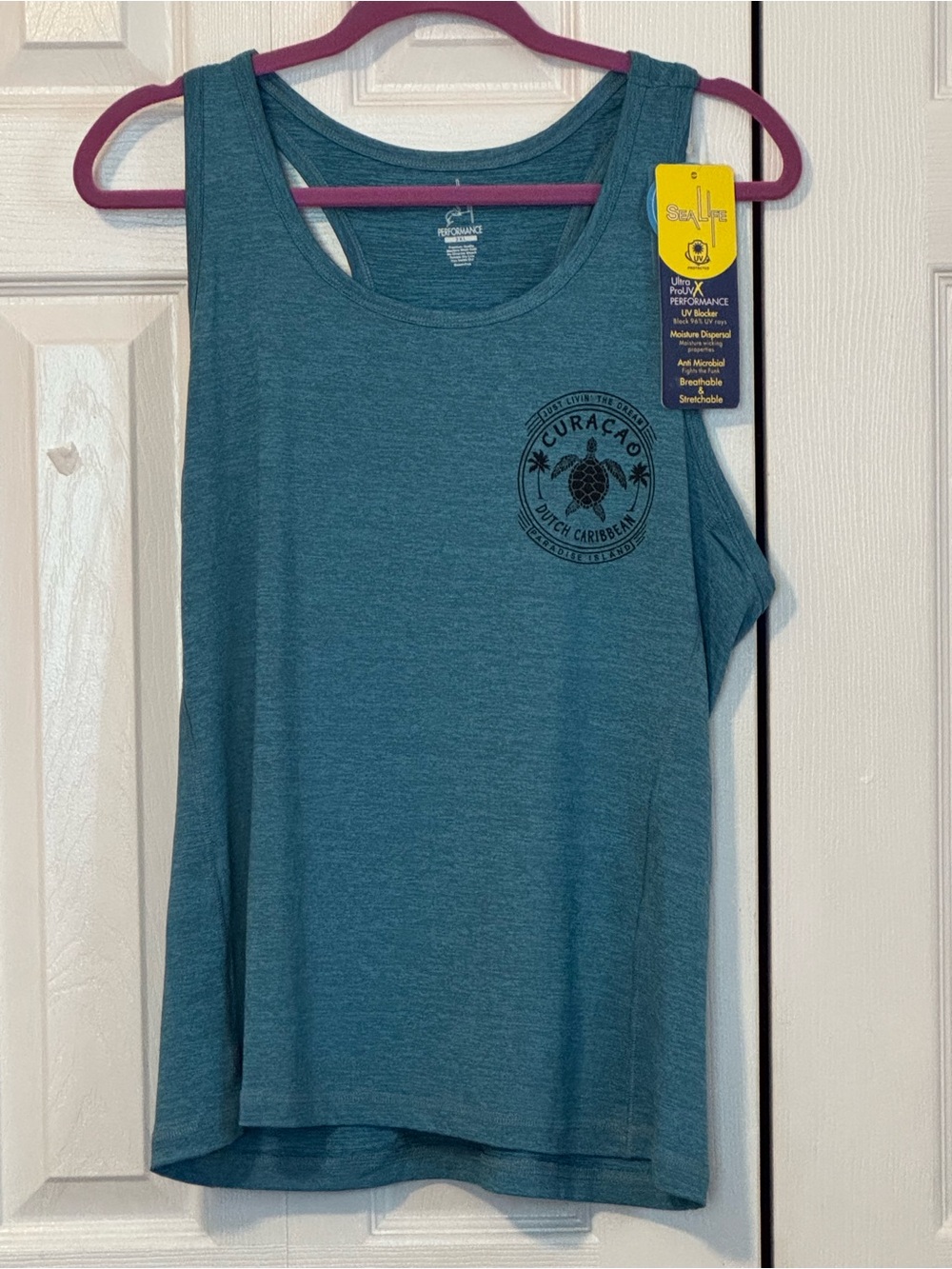 Sea life rash guard Teal Curacao Graphic Performance Tank